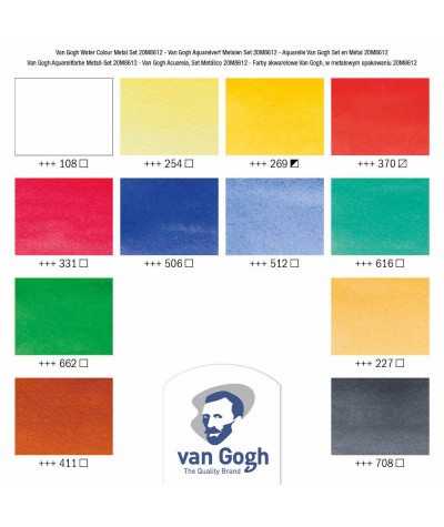 Colores caja 12 acuarelas Van Gogh