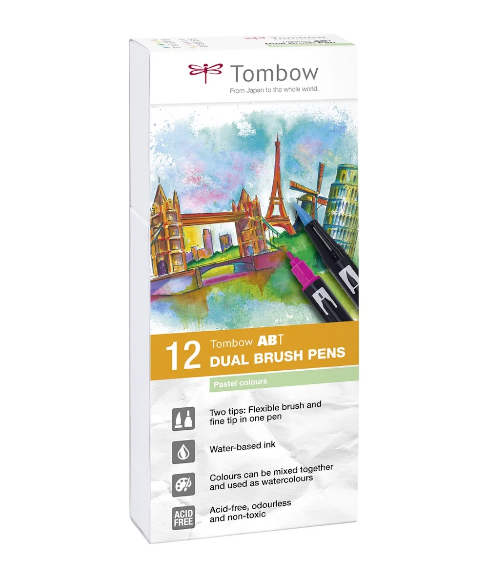 Caja rotuladores Tombow Dual brush ABT colores pastel
