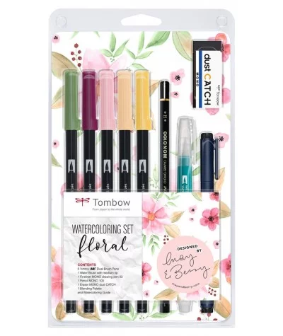 Floral set Tombow watercoloring