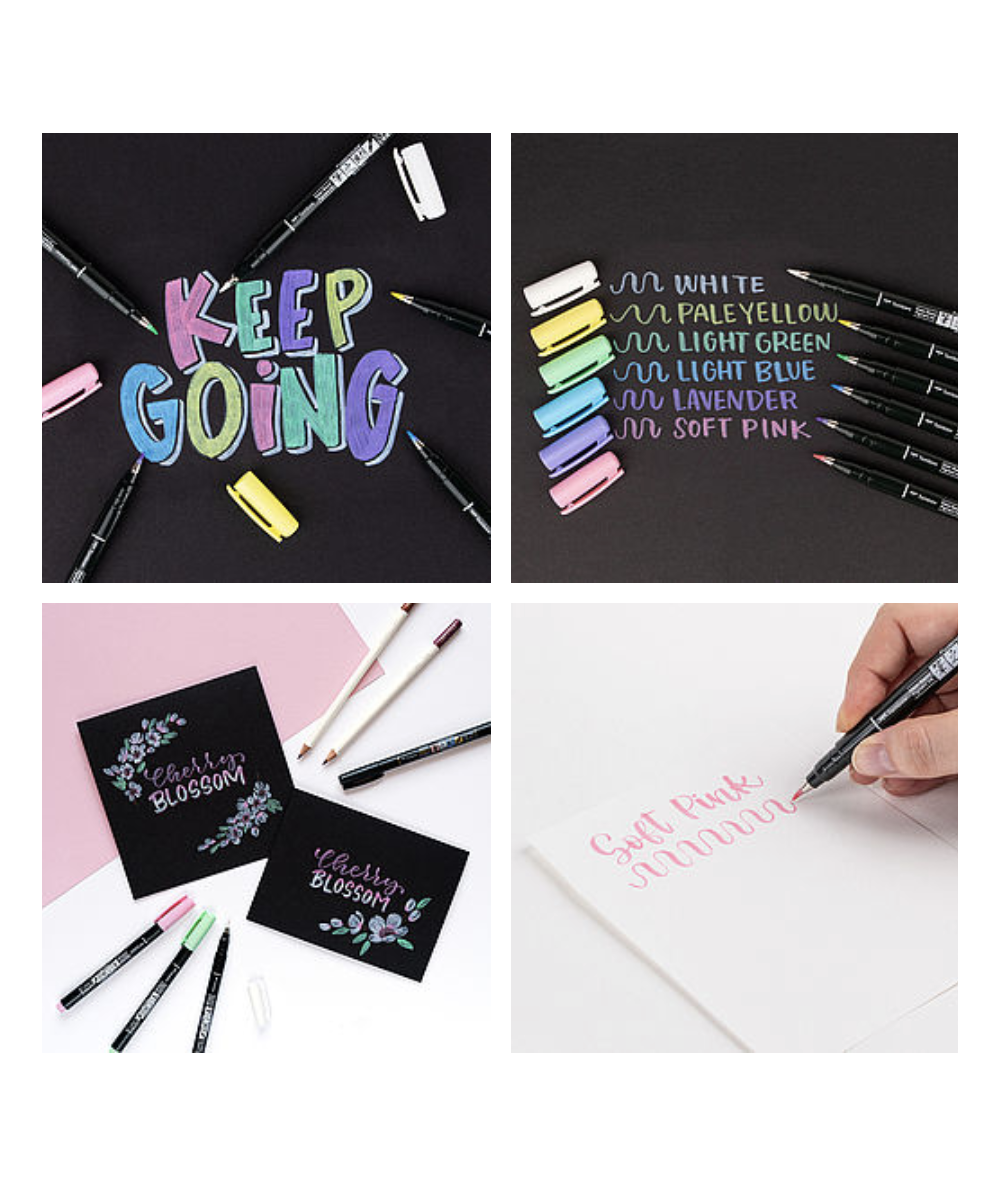 Tombow Penna Pennello Fudenosuke pastello per carta nera rosa tenue